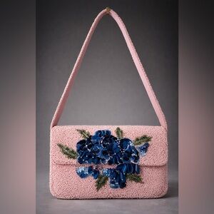 Pink Beaded Hydrangea Shoulder Bag